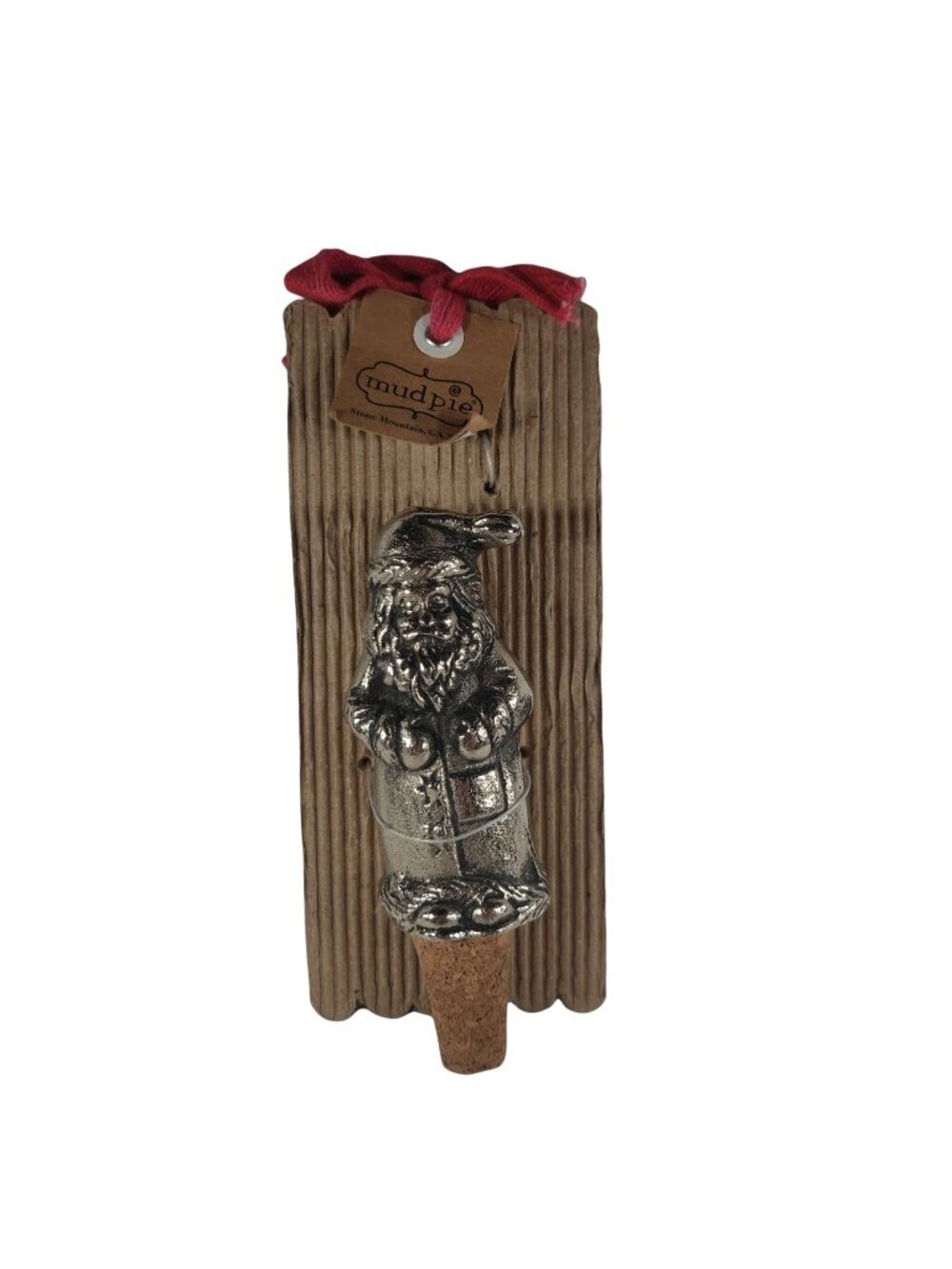 Mud Pie Santa Wine Bottle Topper Silver Christmas Holiday Bar